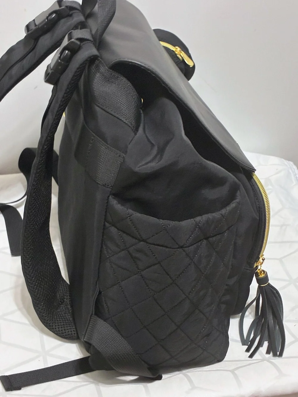 Casirena  cool quilted black diaper bag never been used NWOT